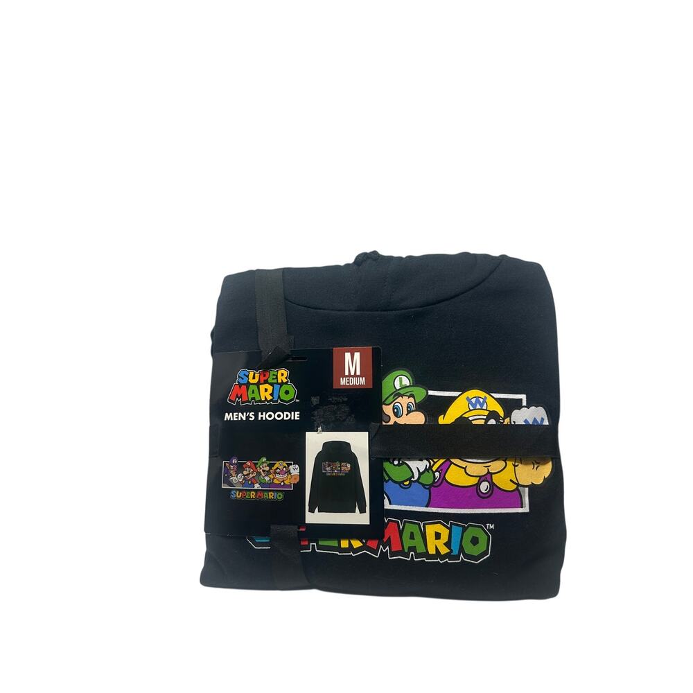 NWT New With Tags Black Super Mario 60-40 Hooded Hoodie Sweatshirt Adult M